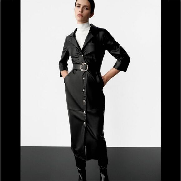 Zara Dresses & Skirts - NWT Zara Faux leather shirt dress